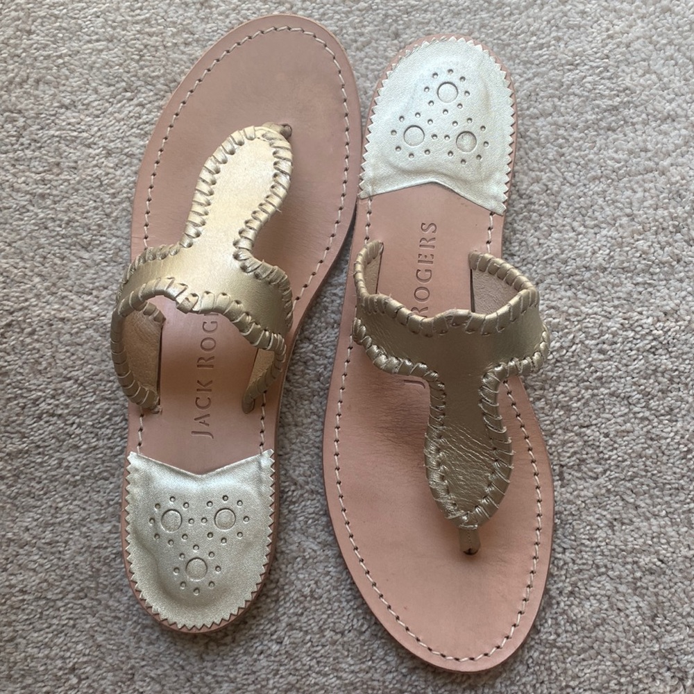 Jack Rogers Sandals - Jackie Gold/Platinum 8 EUC
